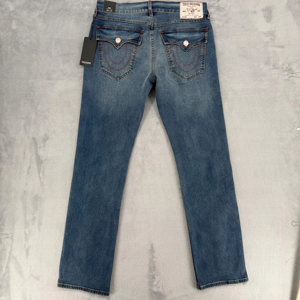True Religion Ricky Flap Straight‎ Jeans Medium Cuzzy Firefade Wash Mens Size 31